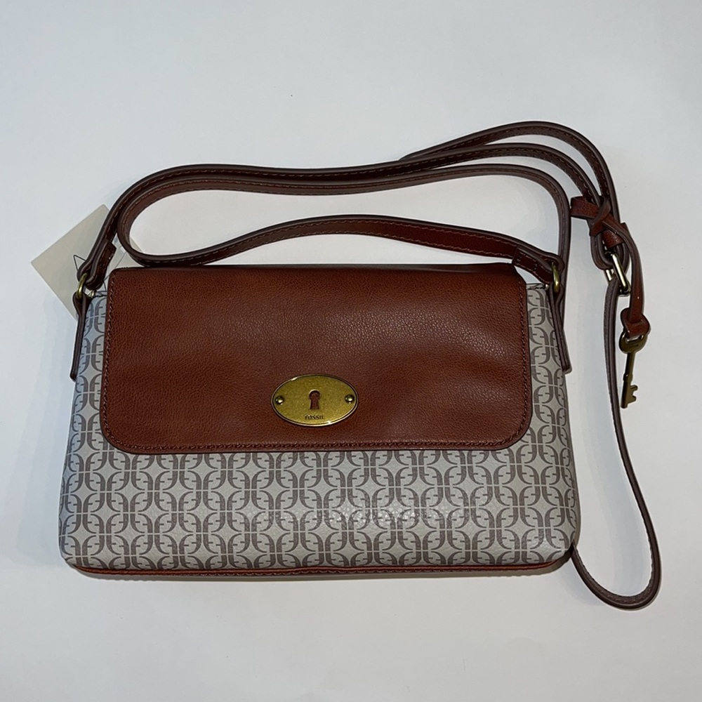 Fossil Women's Gabriella Printed PVC Small Flap Crossbody NWT - Picture 4 of 17